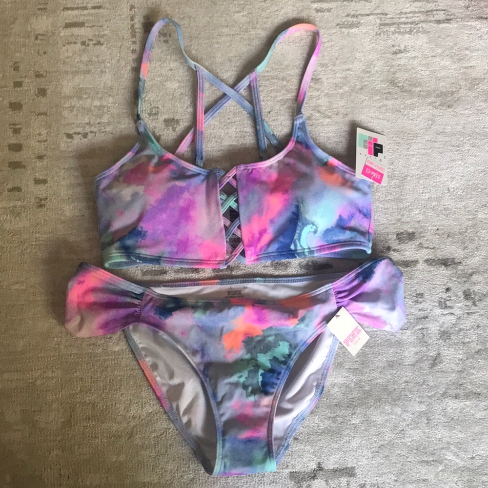 NWT Victorias Secret Pink tie dye bikini sz: Small